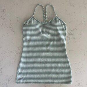 Lululemon Power Y Striped Tank Yoga Top Shelf Bra w Liners Mint Grn Lavender 6